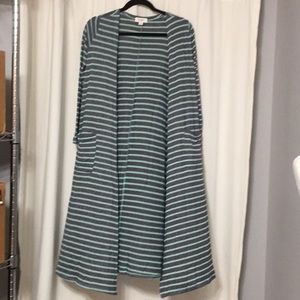 XS gray mint stripe LuLaRoe Sarah